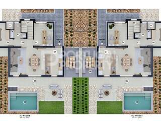 Semi-detached T2+1 villa with private pool in Popular Golf Resort